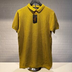 Wocka Mens XXL Polo Shirt Mustard Yellow Short‎ Sleeve 100% Cotton